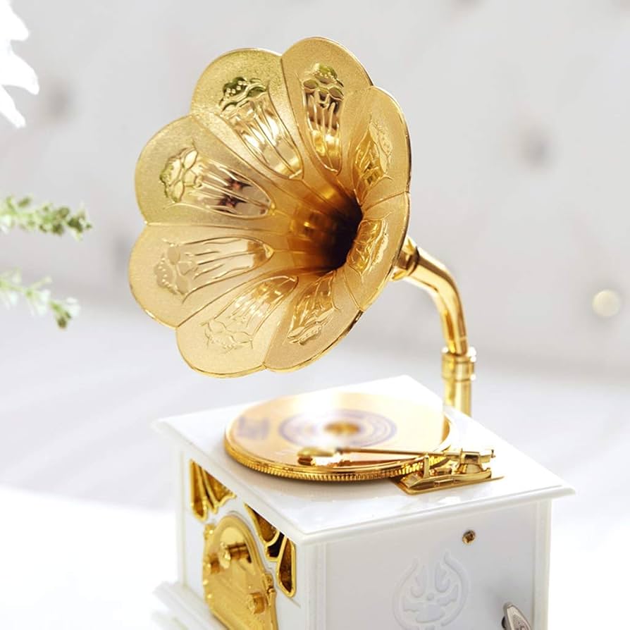 Plastic Music Box - Retro Analog Gramophone Model, Rotating Music